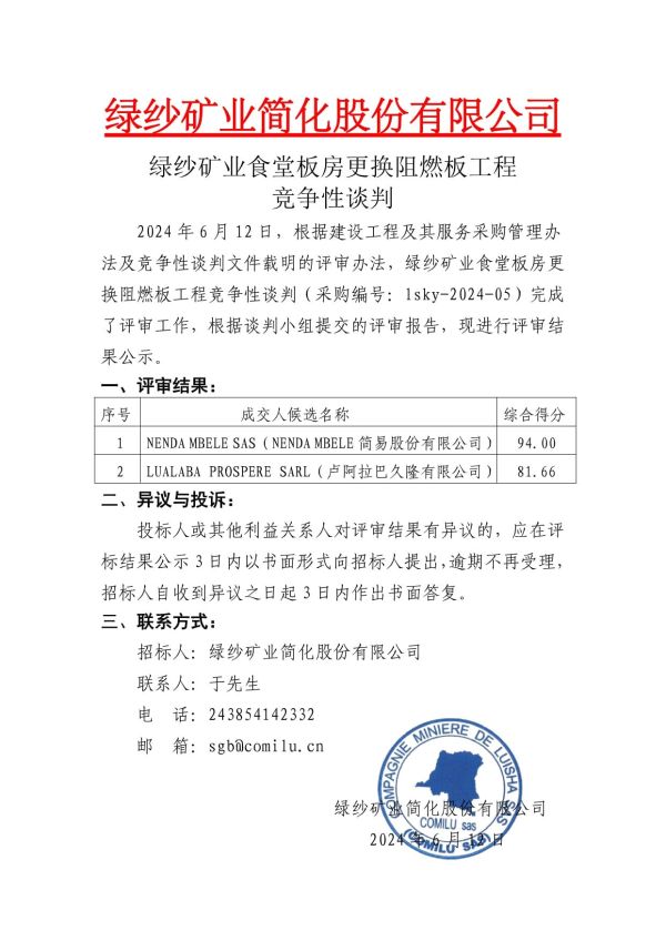 4.綠紗礦業(yè)食堂板房更換阻燃板工程競(jìng)爭(zhēng)性談判評(píng)標(biāo)結(jié)果公示 (1)